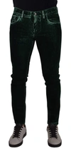 DOLCE & GABBANA GREEN COTTON STRETCH SKINNY SLIM FIT JEANS