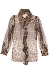 Dolce & Gabbana Leopard Print Chiffon Blouse In Mixed Colours