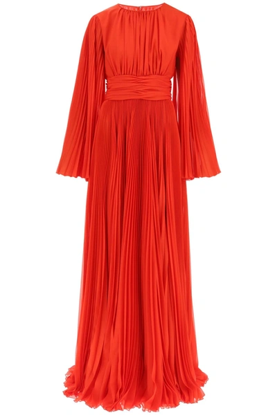 Dolce & Gabbana Chiffon Long Dress In Red