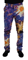 DOLCE & GABBANA MULTICOLOR COTTON LUMINARY PRINT DENIM JEANS