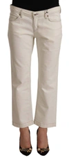 DOLCE & GABBANA OFF WHITE COTTON FLARED CROPPED DENIM JEANS