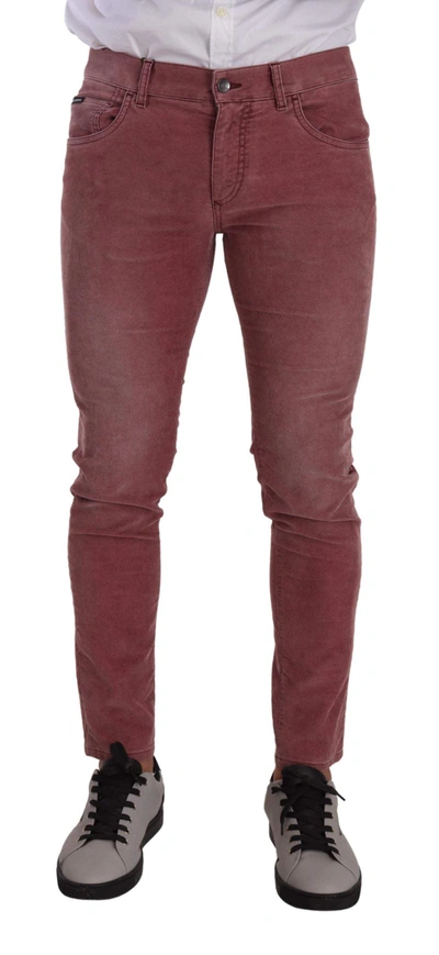 Dolce & Gabbana Pink Corduroy Cotton Skinny  Denim Jeans