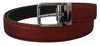 DOLCE & GABBANA RED GLITTERED LEATHER SILVER METAL BUCKLE