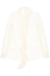 Dolce & Gabbana Silk-georgette Blouse With Ruffles In White