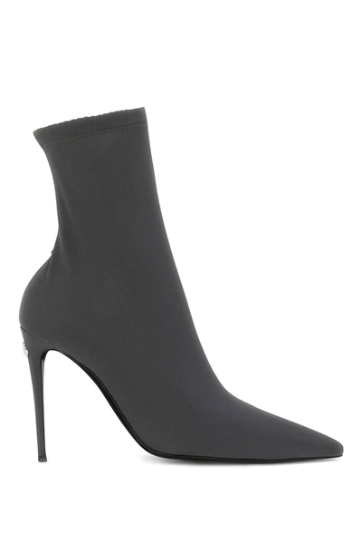 Dolce & Gabbana Stretch Jersey Ankle Boots In Grey