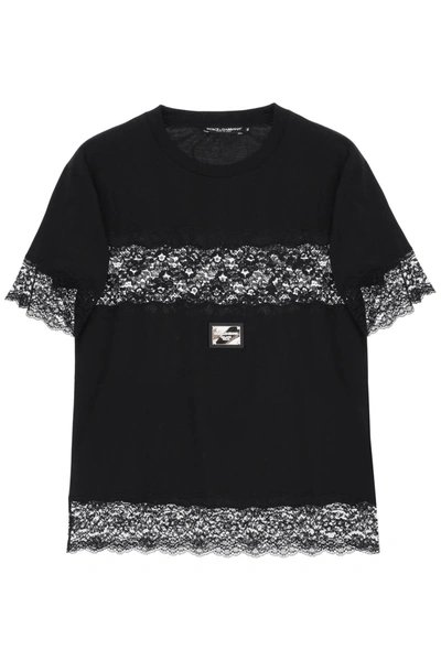 DOLCE & GABBANA T-SHIRT WITH LACE INSERTS