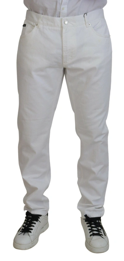 Dolce & Gabbana White Cotton Comfort Fit Denim Jeans