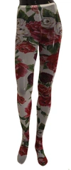 Dolce & Gabbana White Floral Print Tights Nylon Stockings In White