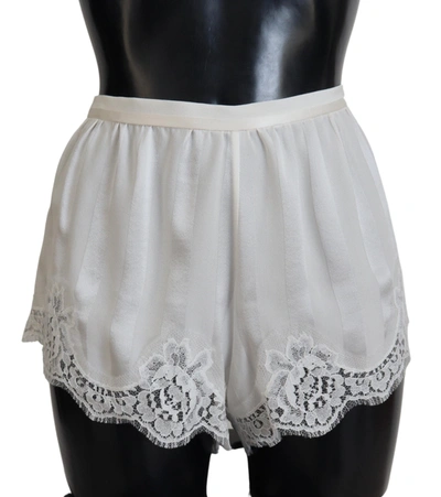 Dolce & Gabbana White Silk Floral Lace Underwear Underwear