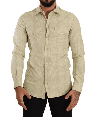 Dolce & Gabbana Yellow Sicilia Cotton Casual Slim Fit Shirt