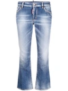 Dsquared2 Cropped Bootcut Jeans In Blue