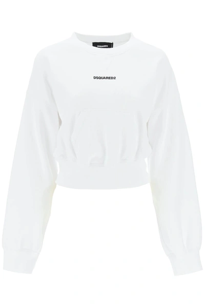 Dsquared2 Cropped Logo-print Sweatshirt In White