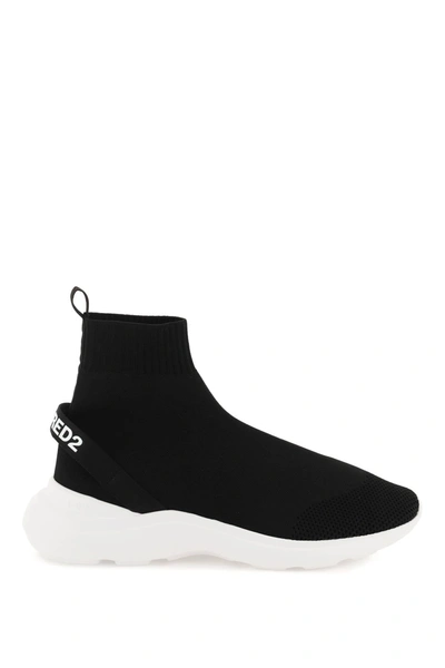 Dsquared2 Sock-style Logo-print Sneakers In Black