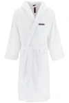 Dsquared2 Logo Hooded Bathrobe With Waist Belt In White