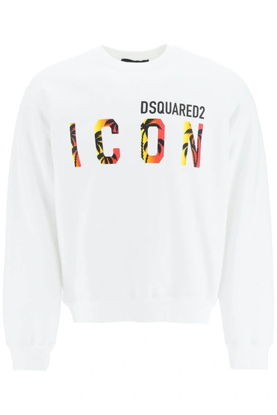 Dsquared2 Icon Print Cotton Sweatshirt In White