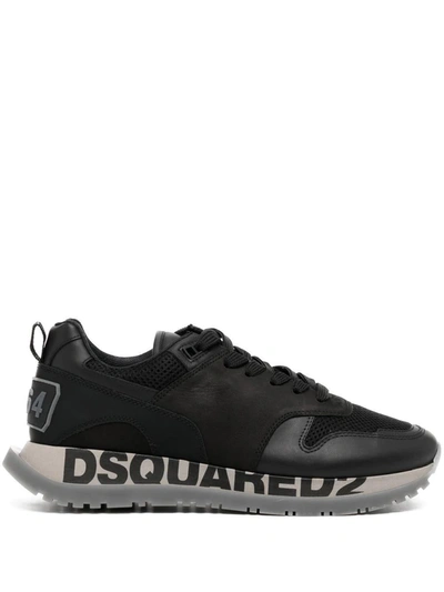 Dsquared2 Logo Platform Low-top Sneakers In Black
