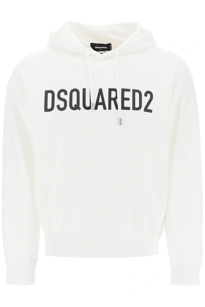 Dsquared2 Logo Print Hoodie In White