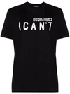 Dsquared2 Slogan Printed Crewneck T-shirt In Black