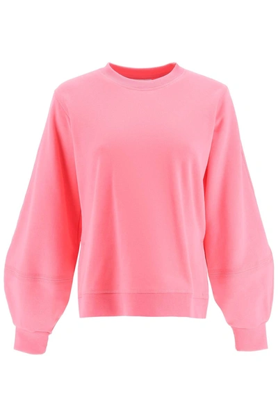 Ganni Puff Sleeve Sweatshirt In Pink