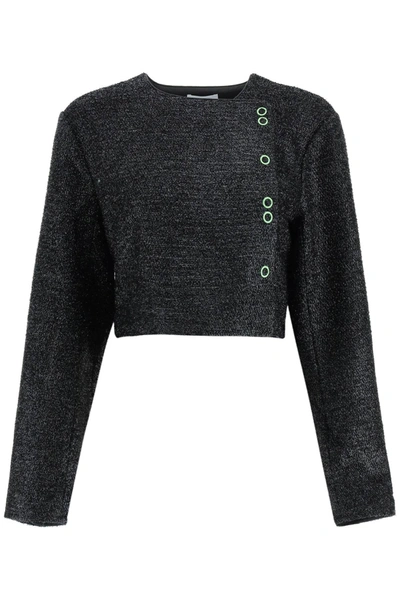 GANNI CROPPED LAMÉ TWEED JACKET