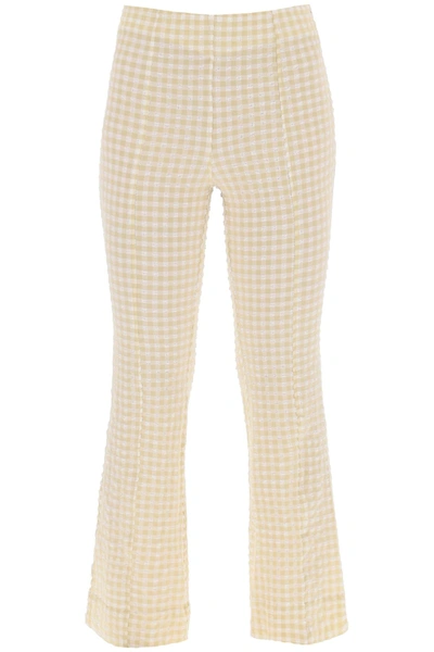 GANNI FLARED PANTS WITH GINGHAM MOTIF