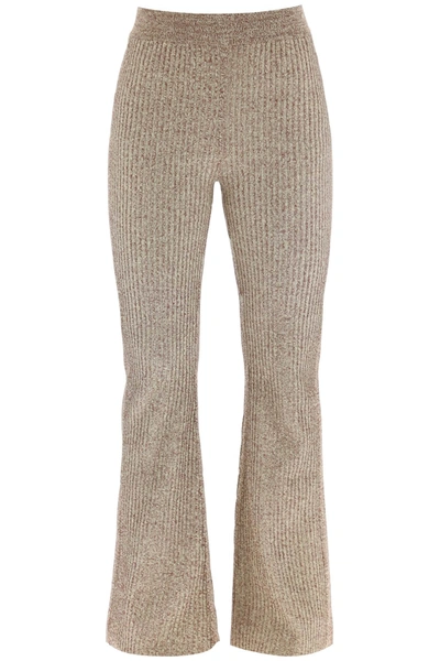 Ganni Melange Knit Trousers In Brown