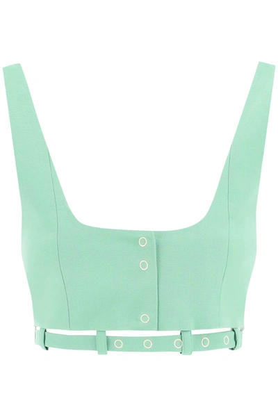 Ganni Cotton Suiting Top In Green