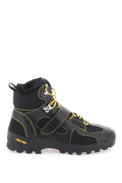 Ganni Performance Hiking Ankle Boots In Black