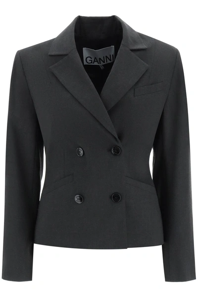 GANNI WAISTED DOUBLE-BREASTED BLAZER