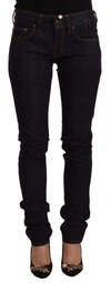 Gf Ferre' Black Mid Waist Cotton Denim Skinny Jeans In Black