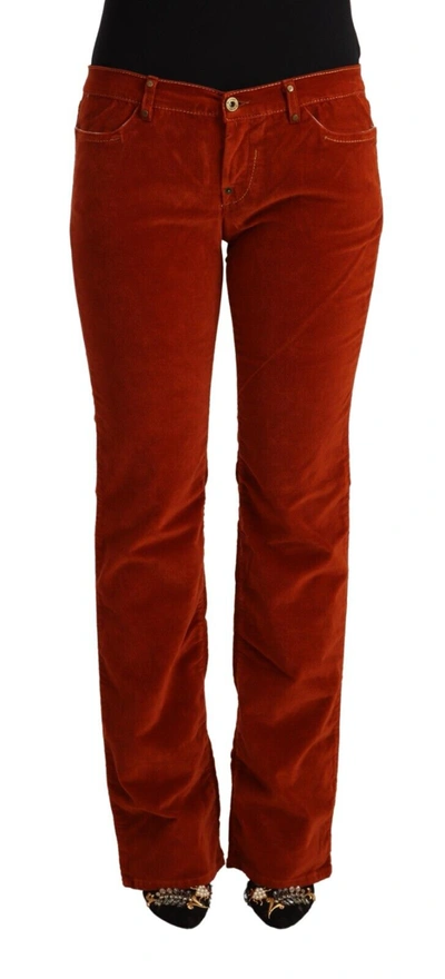 Gf Ferre' Red Cotton Low Waist Straight Casual Jeans