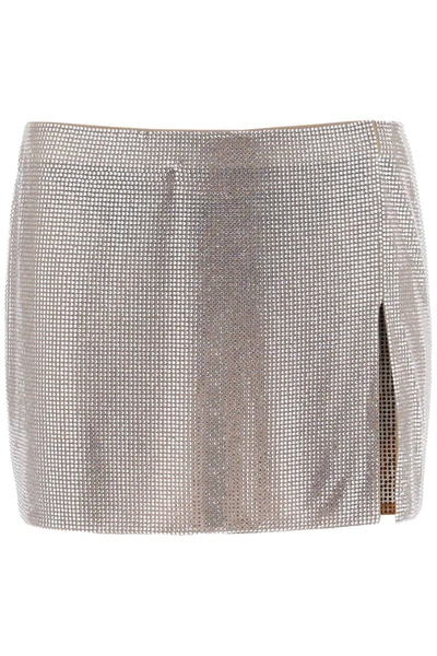 Giuseppe Di Morabito Silver Mini Skirt With Crystals In Beige