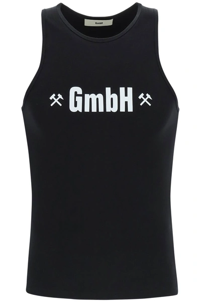 Gmbh Logo Print Ribbed Tank Top In Black