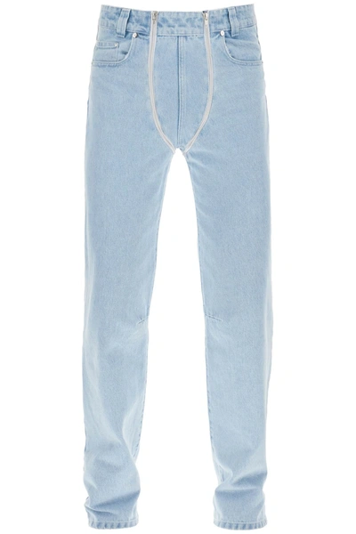 Gmbh Straight Leg Jeans With Double Zipper In Light Blue