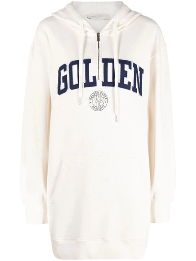 Golden Goose Logo Appliqué Hoodie Dress In White