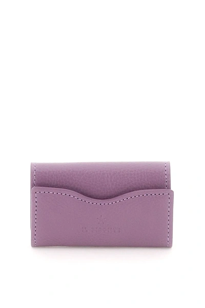 Il Bisonte Leather Key Holder In Purple