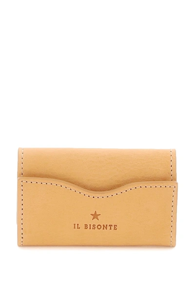 Il Bisonte Leather Key Holder In Beige Leather