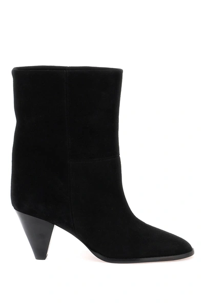 Isabel Marant Rouxa 75mm Suede Ankle Boots In Black
