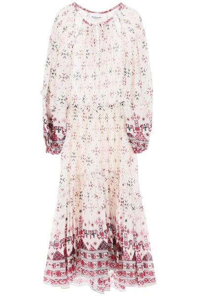 Marant Etoile Geometric-print Long-sleeve Dress In White