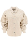 Isabel Marant Étoile Renata Balloon-sleeved Overshirt In Corduroy In Beige
