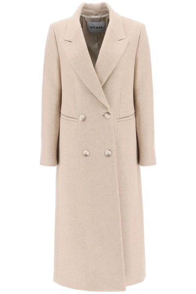 Ivy & Oak Double-breasted Wool Coat In Beige