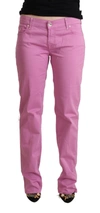 JACOB COHEN PINK COTTON LOW WAIST DENIM TAPERED JEANS