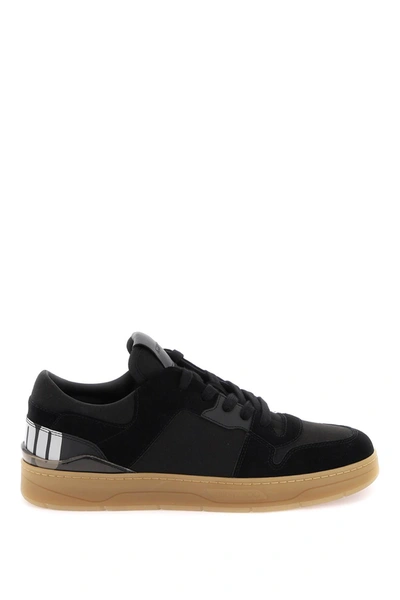 Jimmy Choo Florent F Logo-print Suede And Cotton-canvas Low-top Trainers In Black