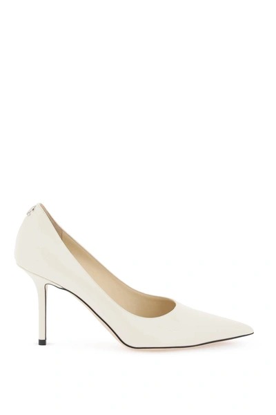 Jimmy Choo White Love 85 Pumps In Patent Leather For Women