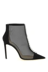 Jimmy Choo Bing 100 Crystal-embellished Suede And Mesh Heeled Boots In Black