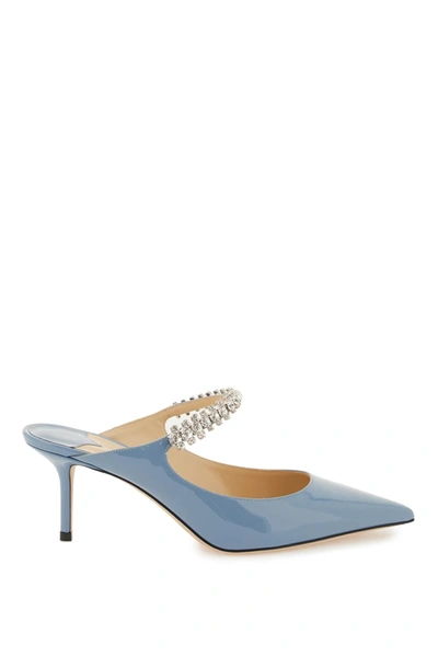 Jimmy Choo Bing 65mm Patent Leather Mules In Blue
