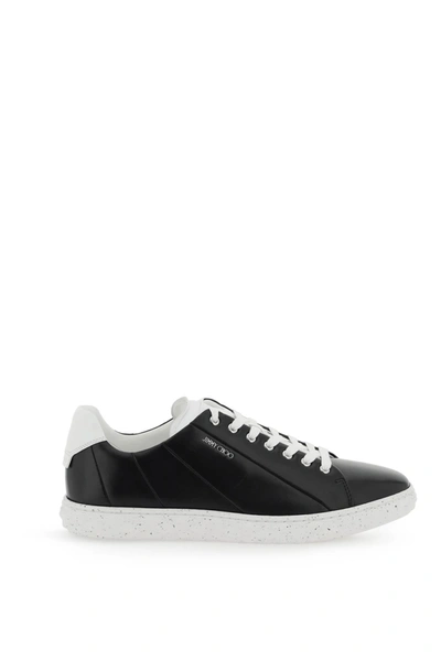 Jimmy Choo Diamond Light Leather Sneakers In Black