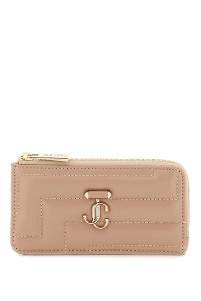 Jimmy Choo Quilted Nappa Leather Zipped Cardholder In Pink