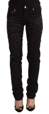 Just Cavalli Black Mid Waist Embellished Skinny Jeans In Black