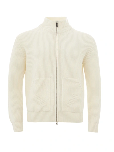 Kangra Zipped Jumper With Front Pockets In White